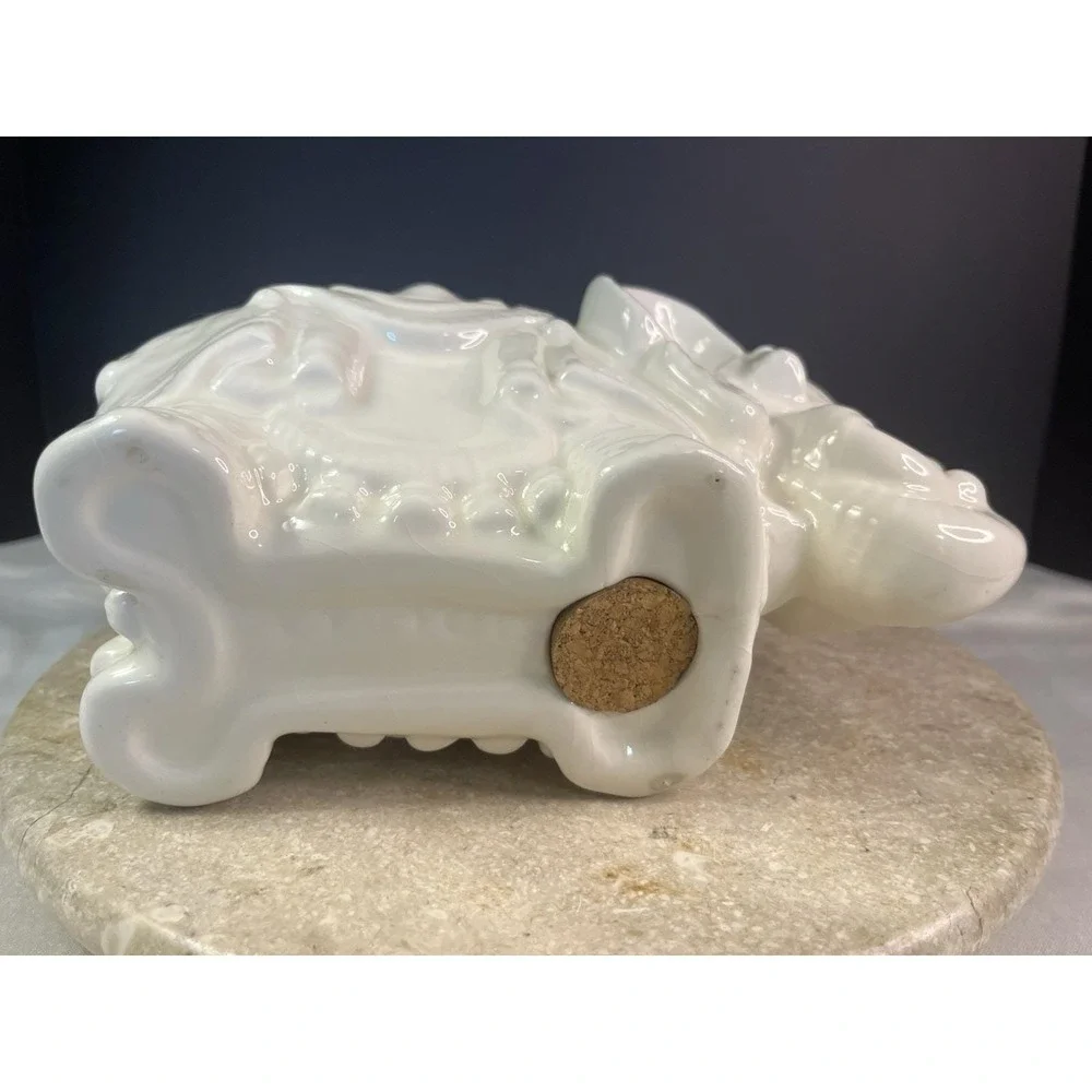 1970's Hand Painted White Arnel Lucky Elephant Piggy Bank Excellent Condition